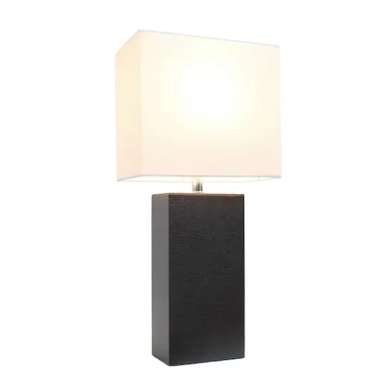 Lalia Home Lexington 21" Leather Home D&eacute;cor Table Lamp Espresso Brown {3}
