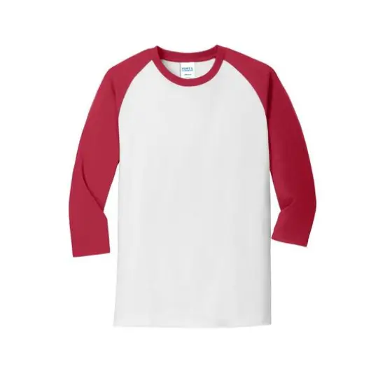 Port & Company&reg; Core Blend 3/4-Sleeve Raglan Tee White/Navy {2}