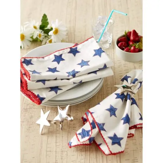 DII&reg; Antique Blue Stars with Embroidered Edge Napkins, 6ct. {5}