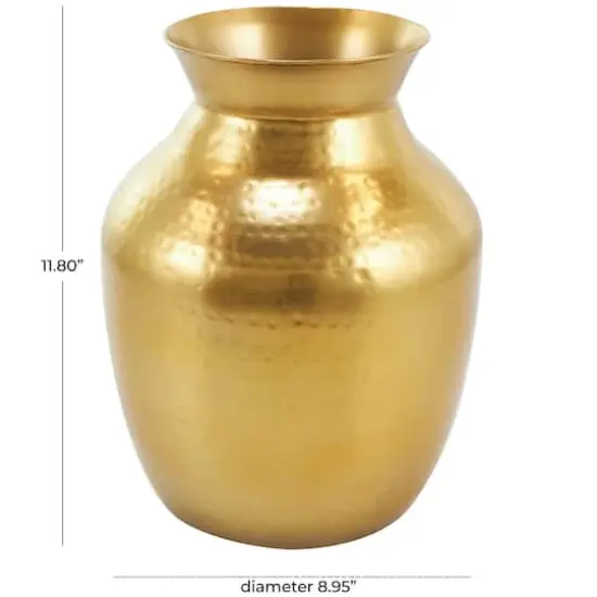 12" Gold Metal Hammered Spotted Vase {8}