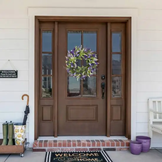24" Purple & Green Orion Geranium Lavender Foliage Artificial Spring Wreath {5}
