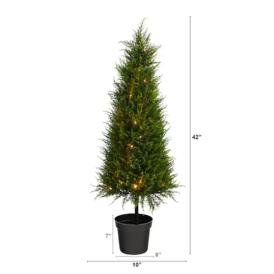 3.5ft. Pre-Lit Cypress Artificial Potted Christmas Tree, Warm LED Lights {3}