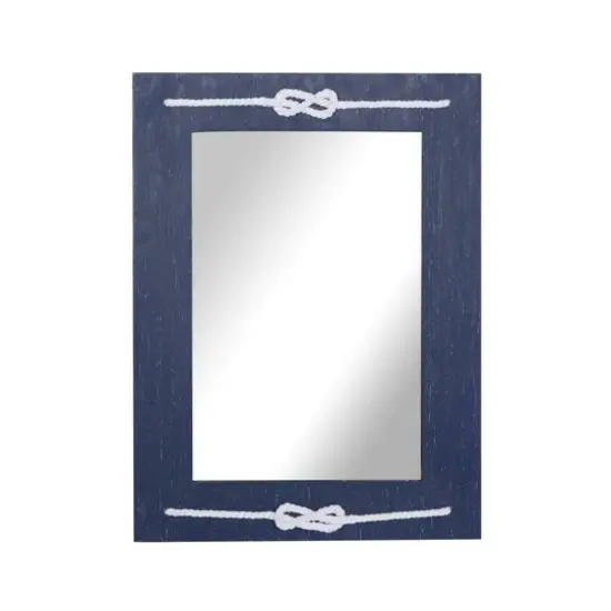 31" Blue Wood Contemporary Wall Mirror {1}