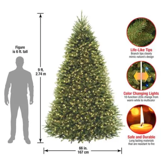 9 ft. Pre-Lit Dunhill&reg; Fir Hinged Full Artificial Christmas Tree, LV Dual Color LED Lights {8}