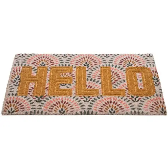 Brown & Pink Hello Floral Doormat {5}