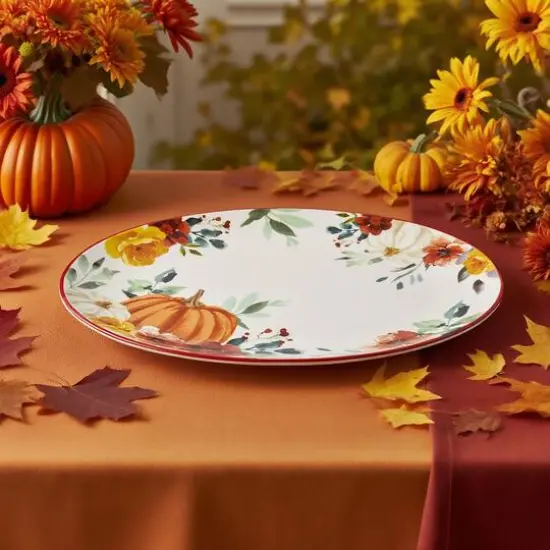 14" Pumpkin & Fall Florals Oval Platter by Ashland&reg; {4}