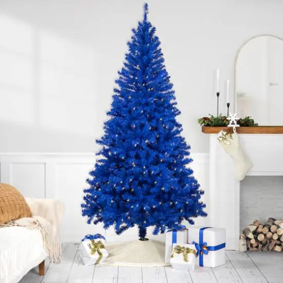 6ft. Pre-Lit Royal Blue Medium Pine Artificial Christmas Tree, Clear Lights {3}