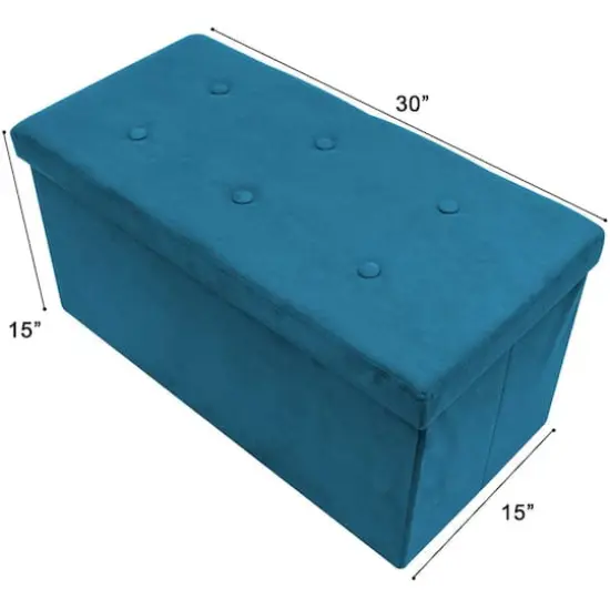 Sorbus 30" Faux Suede Storage Bench Teal {6}