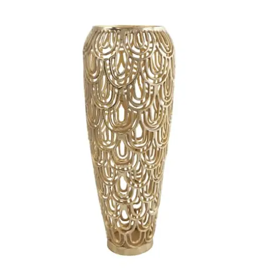 25" Gold Aluminum Metal Arched Vase {5}
