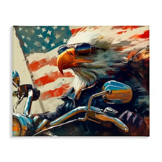 Stupell Industries Patriotic Bald Eagle Canvas Wall Art {1}