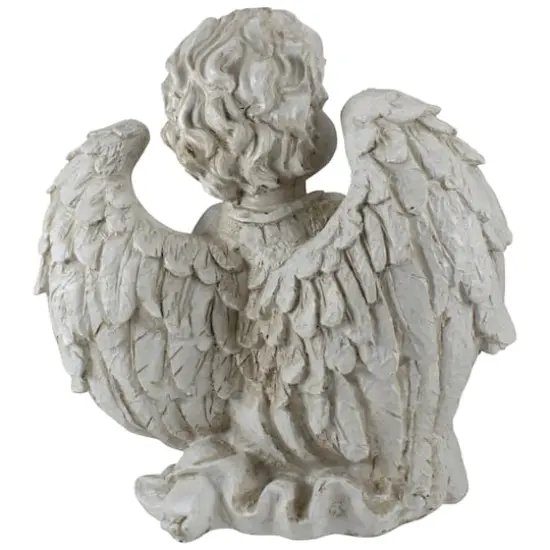 10" Ivory Cherub Angel on Knee with Dove Garden Statue {5}