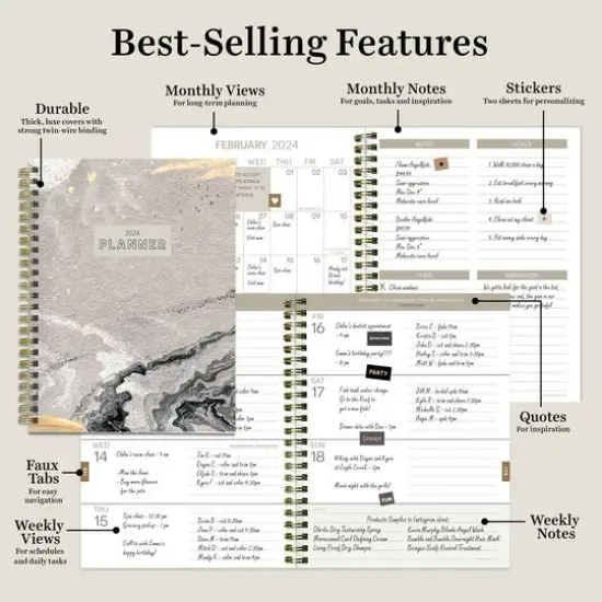 TF Publishing 2024 Stone & Marble Medium Weekly Monthly Planner {8}