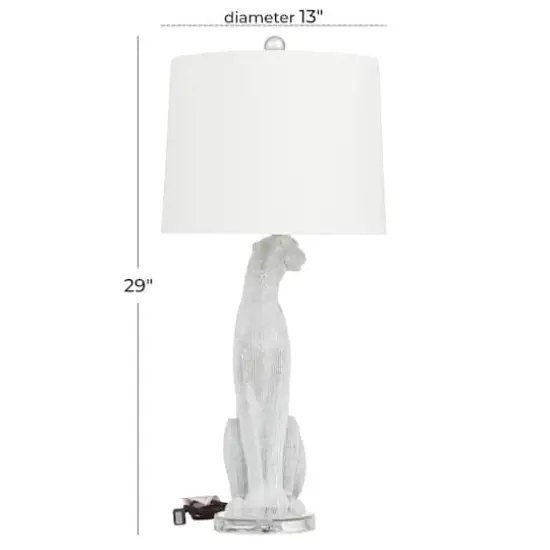 29" Polystone Glam Leopard Table Lamps, 2ct. White {11}