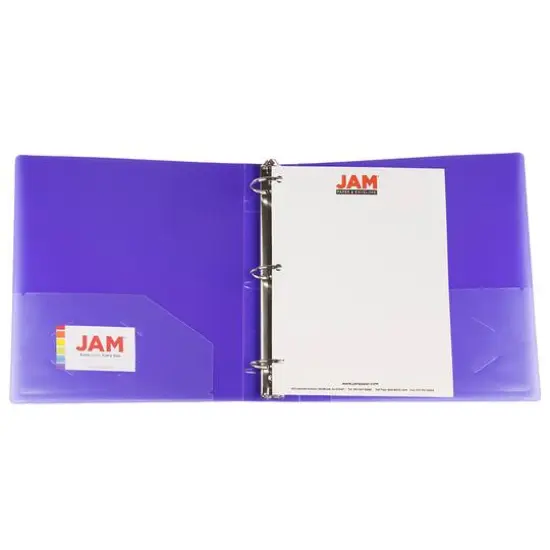 JAM Paper 2" Glass Twill Plastic 3-Ring Binder Purple {6}