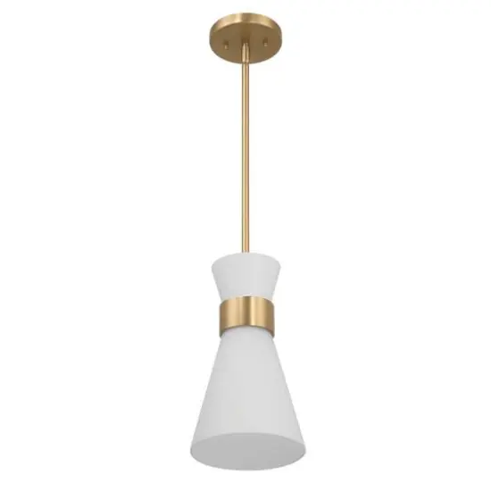 Hello Honey® Kit White & Gold Modern Minimalist Tapered Opal Glass & Metal Ceiling Light {1}