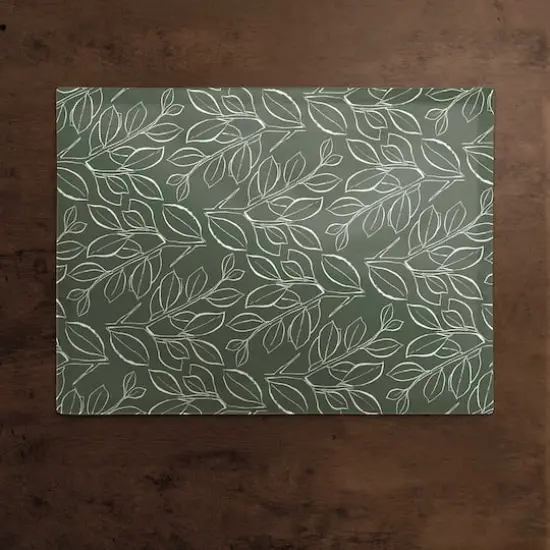 Sage Lined Leaves Cotton Twill Placemat {3}