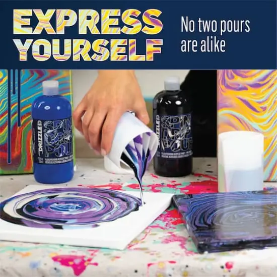 FolkArt&reg; Drizzle&trade; Glitter Fluid Pouring Acrylic Paint Cosmic Sky {7}