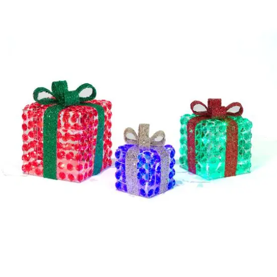 3-Piece Random Twinkle LED Diamond Beads Gift Box Sculpture Set {1}