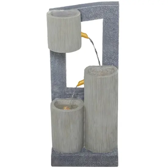 37.5" Gray Fiberglass 3-Tier Fountain with LED Light {1}