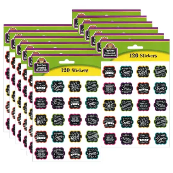 Teacher Created Resources Chalkboard Brights Stickers, 12 Packs of 120ct. {1}