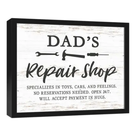 Dads Repair Shop Black Framed Canvas {3}