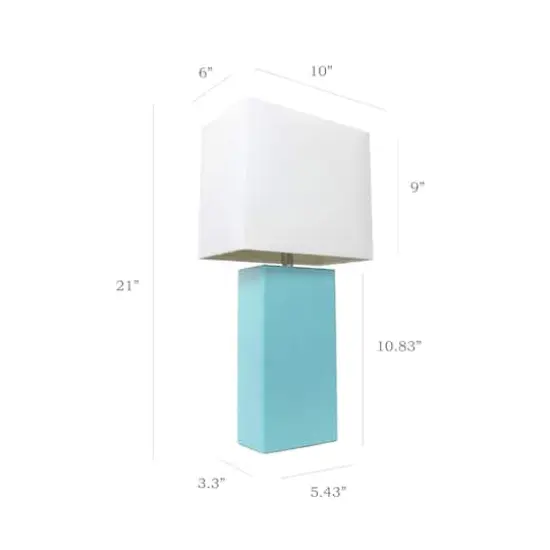 Elegant Designs&trade; 2 Pack Leather Table Lamps with White Shades Aqua and White {4}