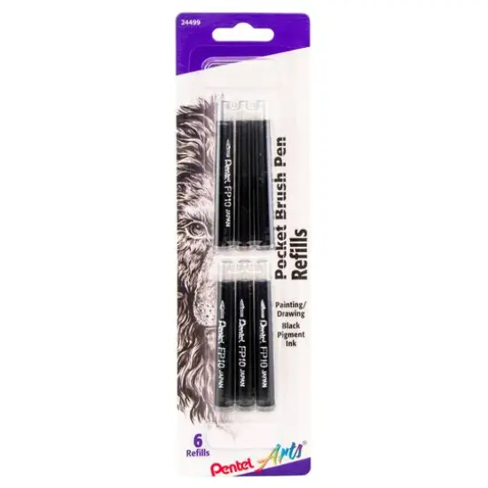 Pentel Arts&reg; Black Pocket Brush Pen Refill, 6ct. {1}