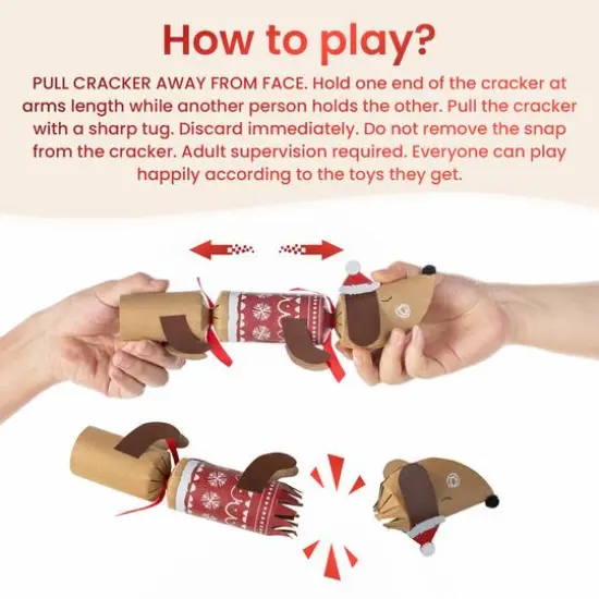 Glitzhome&reg; 12PK 1.5"D x 10"H Dogs Christmas Party Crackers with Gift Contents {8}