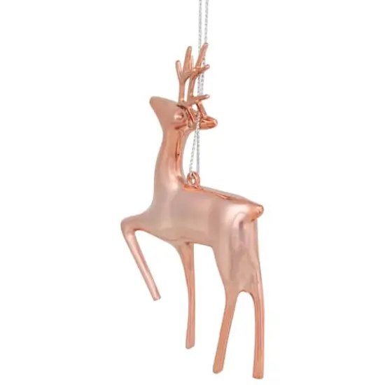 4.75" Shiny Rose Gold Reindeer Ornament {4}