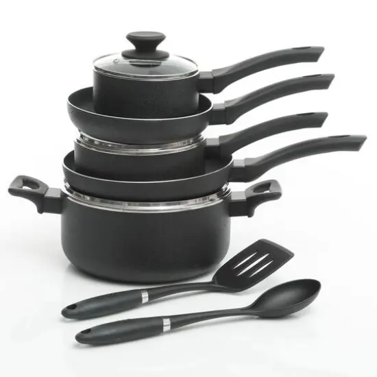 Oster Ashford 10-Piece Black Aluminum Nonstick Cookware Set {9}
