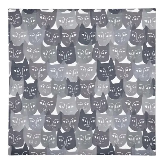 Gray Cat Face Pattern 10" x 10" Cotton Twill Napkin {1}