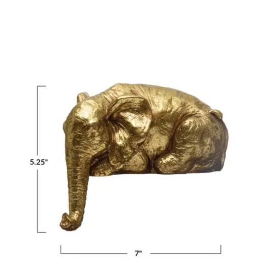 Hello Honey&reg; 5.25" Gold Elephant Shelf Sitter Decoration {1}
