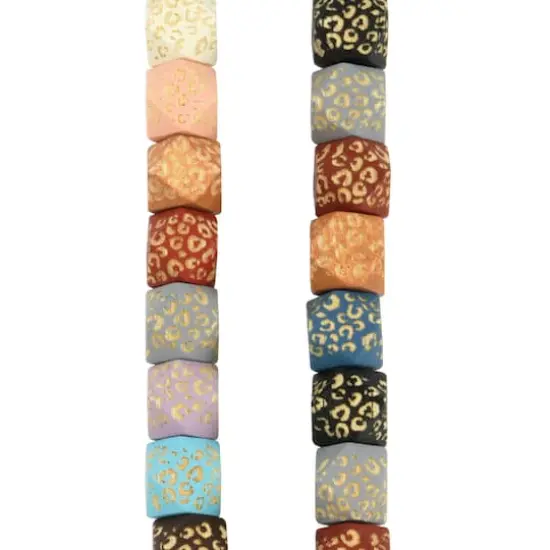 Multicolored Cheetah Print Wood Cube Beads, 12.5mm by Bead Landing&trade; {1}