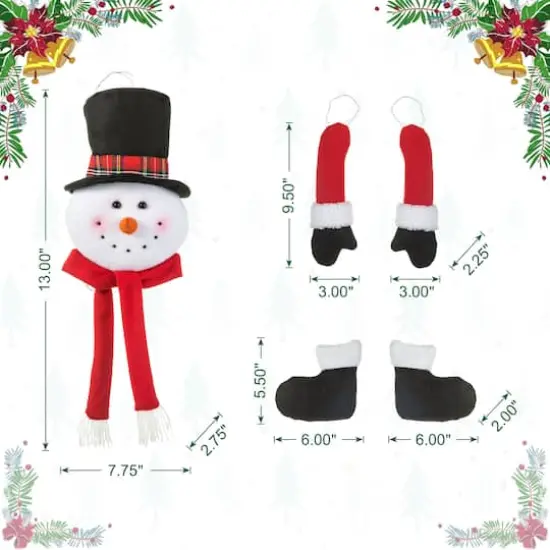 Glitzhome&reg; 13" Jumbo Christmas Fabric Snowman Ornament Set {8}