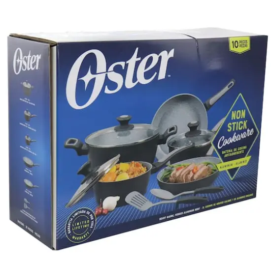 Oster 10-Piece Black and Gray Speckle Nonstick Aluminum Cookware Set {8}