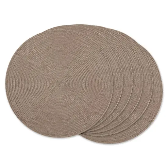 DII&reg; Round Plastic Woven Placemats, 6ct. Brown {1}
