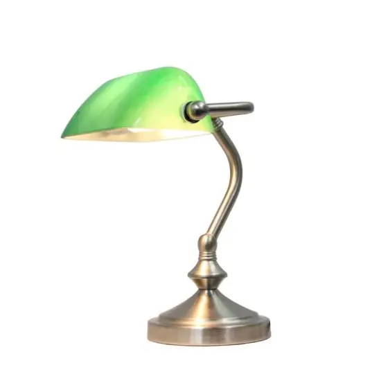 Simple Designs 9" Traditional Banker's Lamp with Glass Shade Green {3}