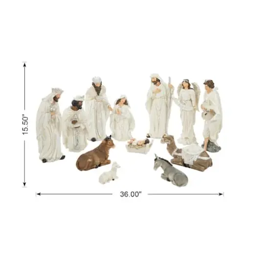 Glitzhome&reg; 12 Piece Oversized Ivory Nativity Figurine Set  {9}