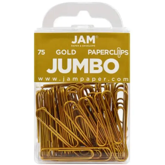 JAM Paper Jumbo Paper Clips Gold {1}