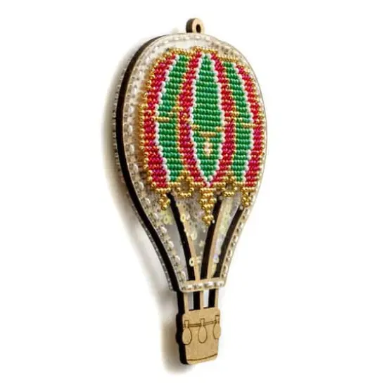 Wonderland Crafts Red & Green Hot Air Balloon Christmas Ornament Bead Embroidery Kit {4}
