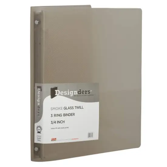 JAM Paper 0.75" Glass Twill Plastic 3-Ring Binder Smoke Gray {1}