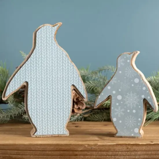 Wood Penguin D&eacute;cor Set, 6" & 8" {5}