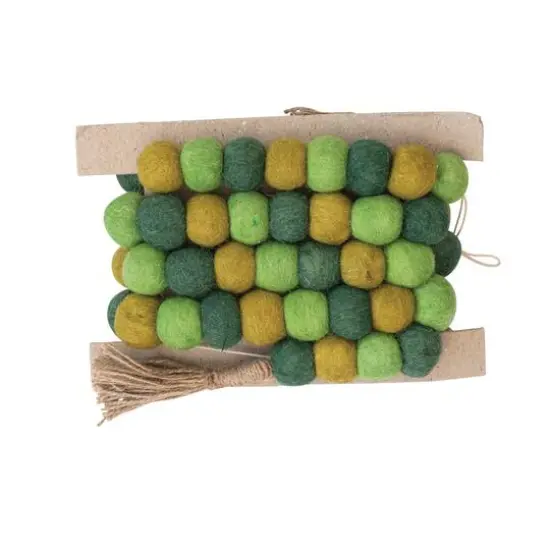 Hello Honey&reg; 6ft. Green Handmade Wool Felt Balls with Jute Tassels Garland {3}