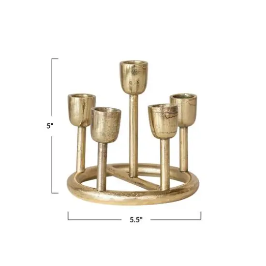Hello Honey&reg; 5.5" Gold Finish Aluminum Advent Taper Candleholder {4}