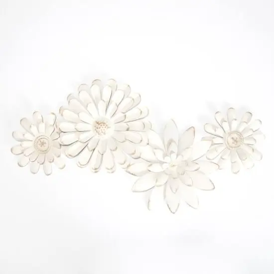 Fetco Mambas White Floral Chain Metal Wall Art {5}