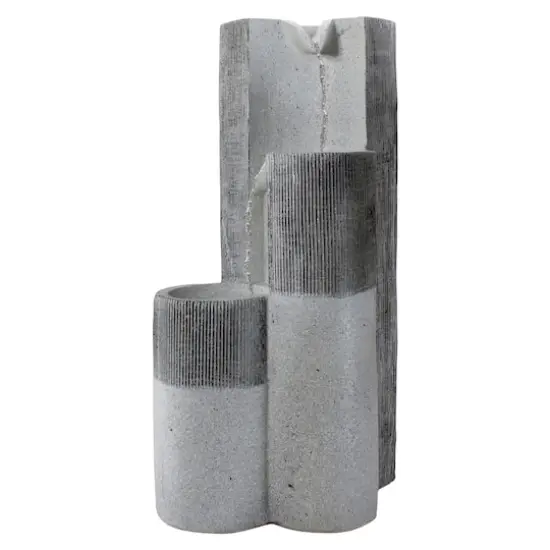 24" Gray Speckled Modern Style 3-Tier Rainfall Outdoor Water Fountain {1}