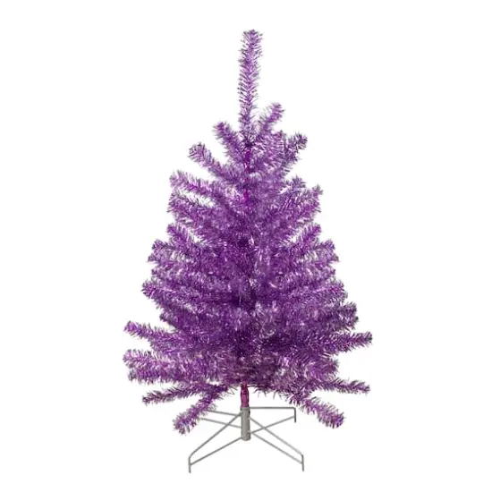 3ft. Unlit Metallic Purple Tinsel Artificial Christmas Tree {1}