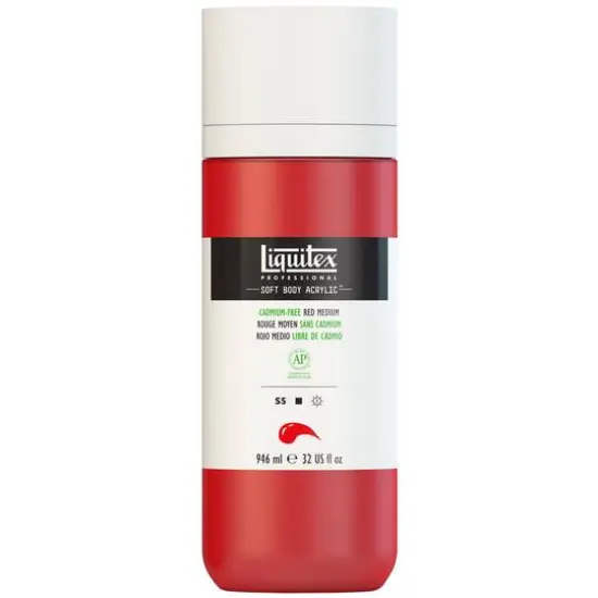 Liquitex&reg; Professional Soft Body Acrylic&trade; Paint Bottle, 32oz.Cadmium-Free Red Medium {1}