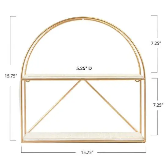 Hello Honey&reg; Wood & Metal Gold Crescent Wall Shelf White {8}