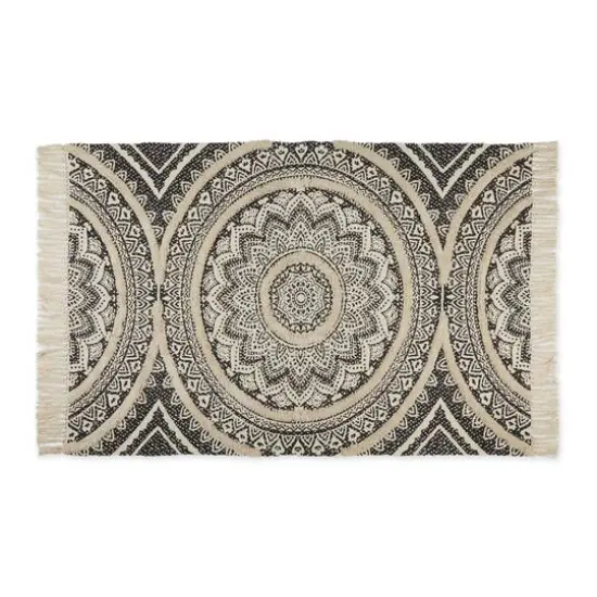 DII&reg; Printed Natural Hand-Loomed Shag Rug, 4ft. x 6ft. Black {2}